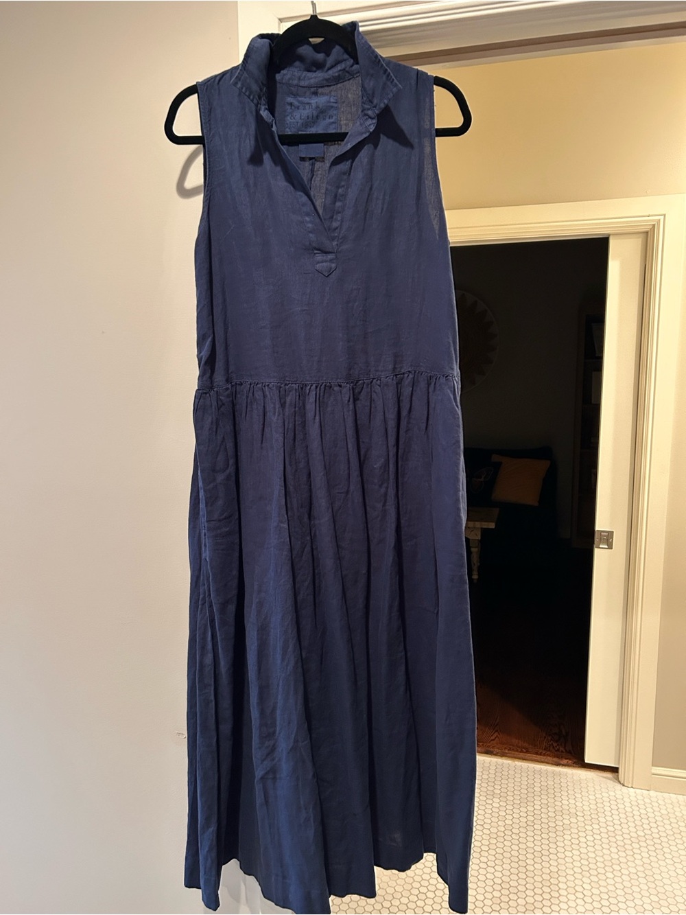 Frank & Eileen Sleeveless Collared Midi Dress in Navy
